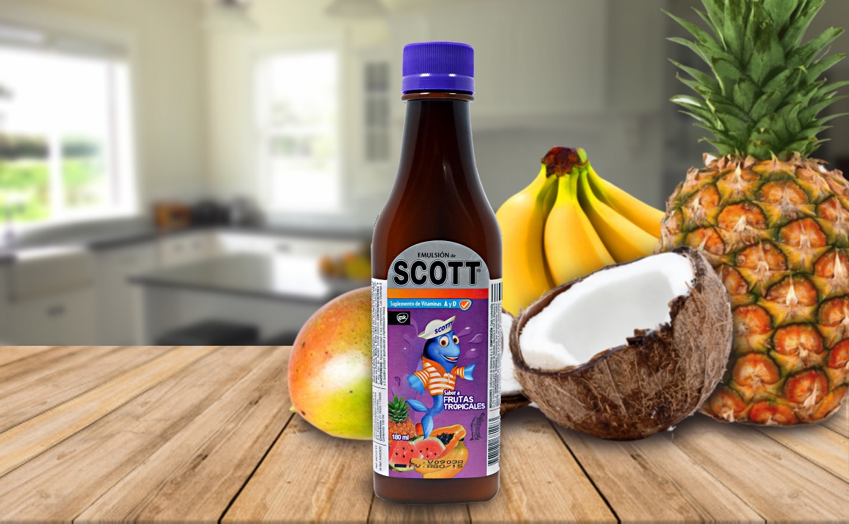 Emulsion Scott hecha en Colombia 350 ml Frutas tropicales